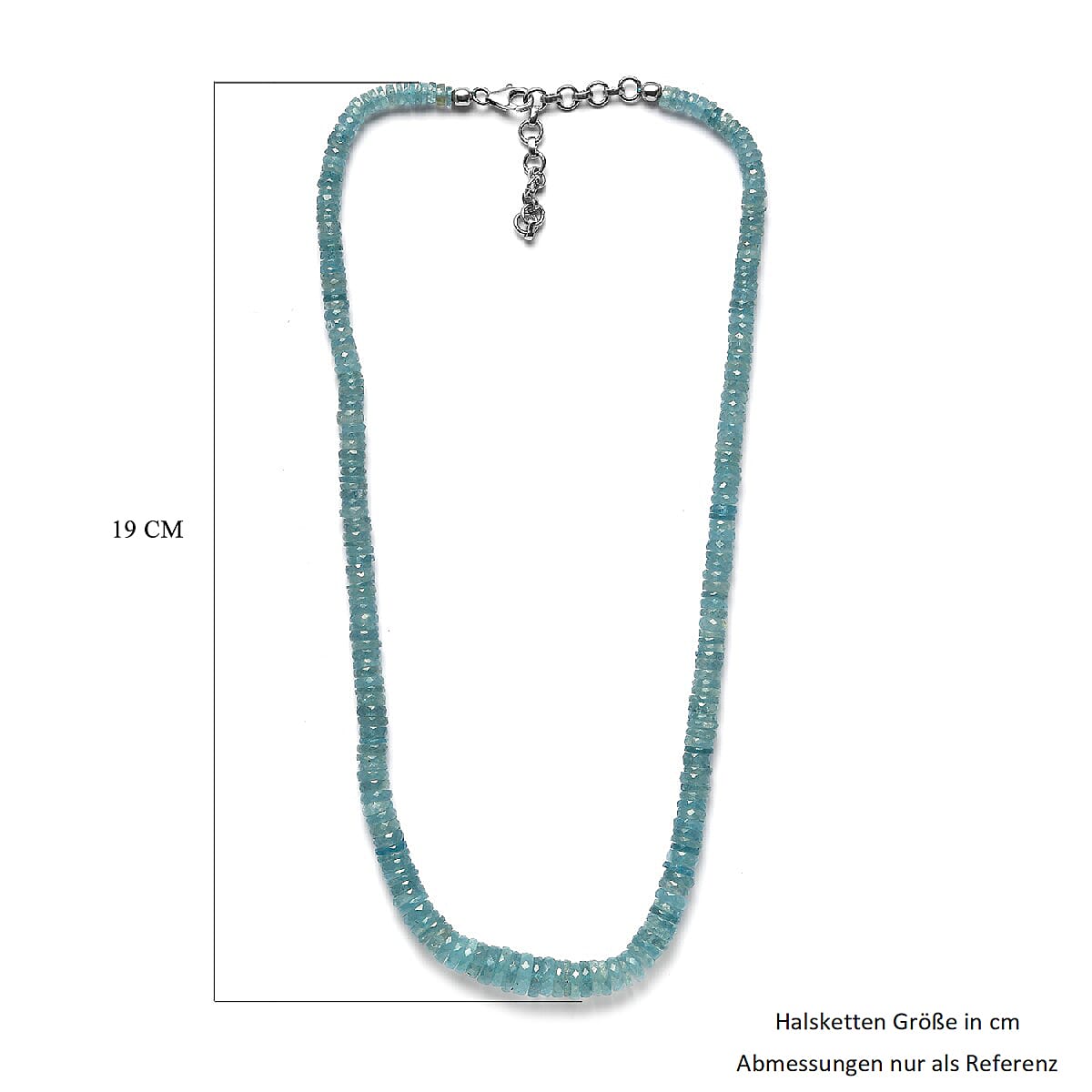 Aquamarine Beads Necklace (Size - 18) in Rhodium Overlay Sterling Silver 131.40 Ct.