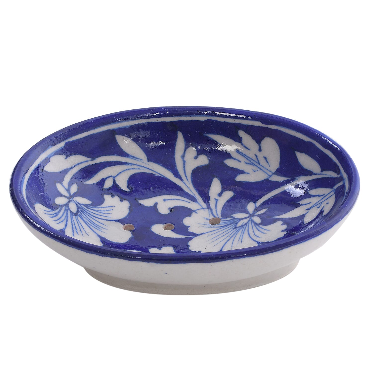 Jaipur Blue - Handprinted Ceramic Soap Dish (Size 13x10 Cm)