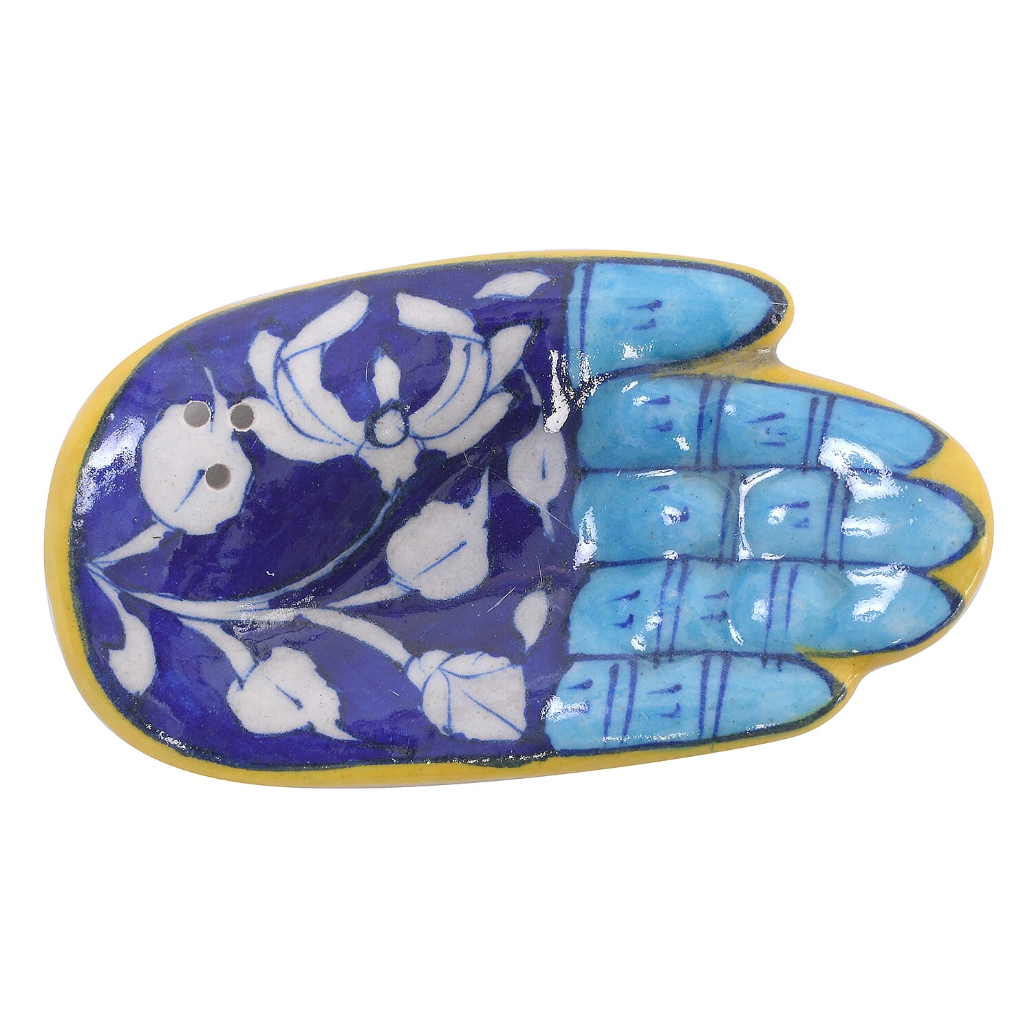 Jaipur Blue - Set of 2 - Handpainted Ceramic Incense Holder - Blue - White
