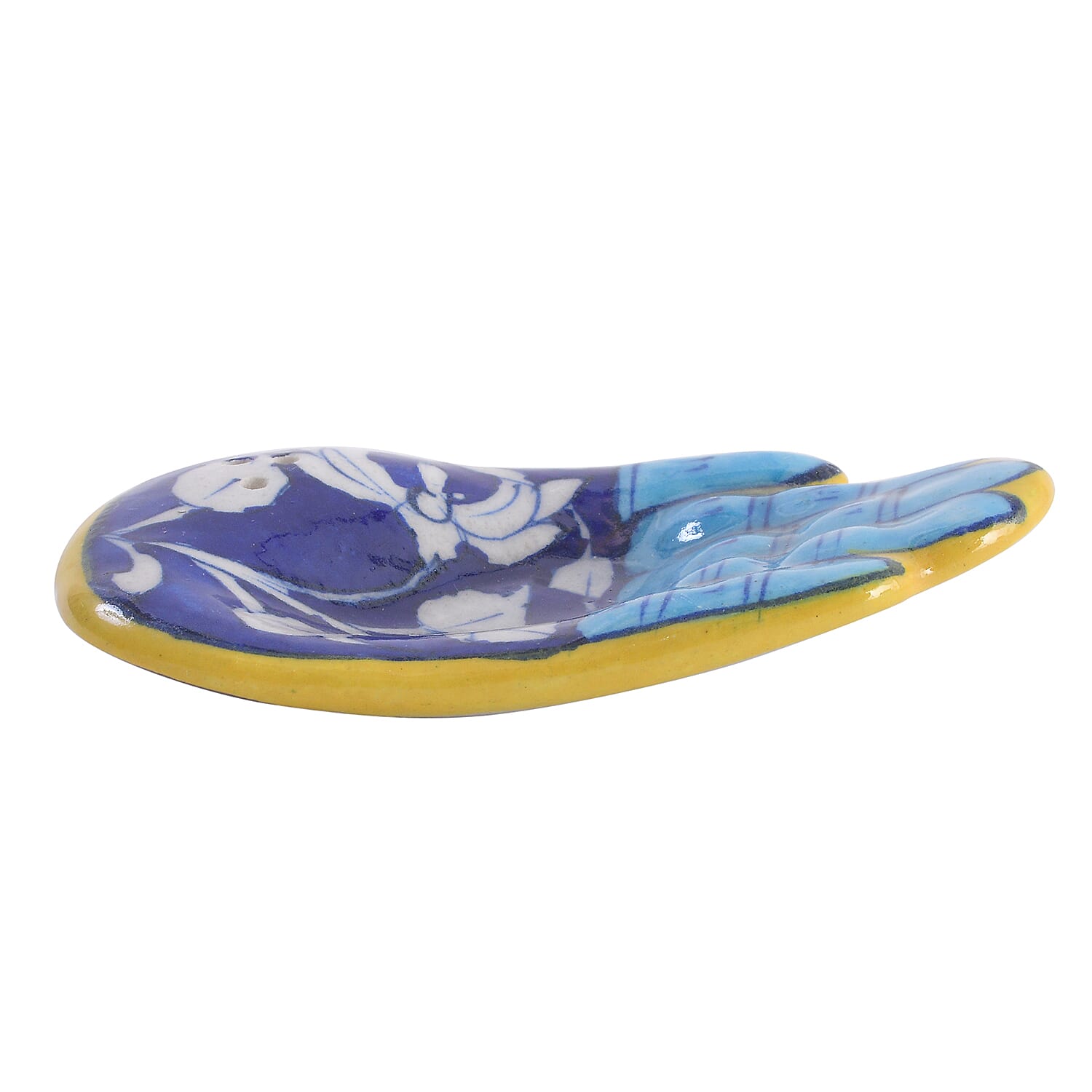 Jaipur Blue - Set of 2 - Handpainted Ceramic Incense Holder - Blue - White