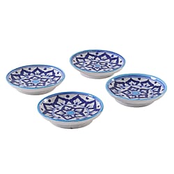 Set of 4 Hand Painted Ceramic Plates for Kitchen appliances and Home d&eacute;cor - Blue and White