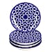 Set of 4 Hand Painted Ceramic Plates  - Blue