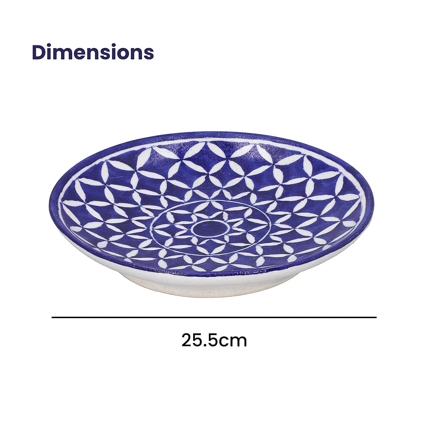 Set of 4 Hand Painted Ceramic Plates  - Blue