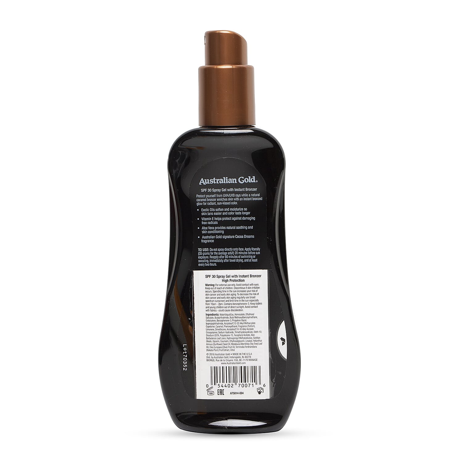 Australian Gold: SPF 30 Spray Gel With Instant Bronzer - 237ml