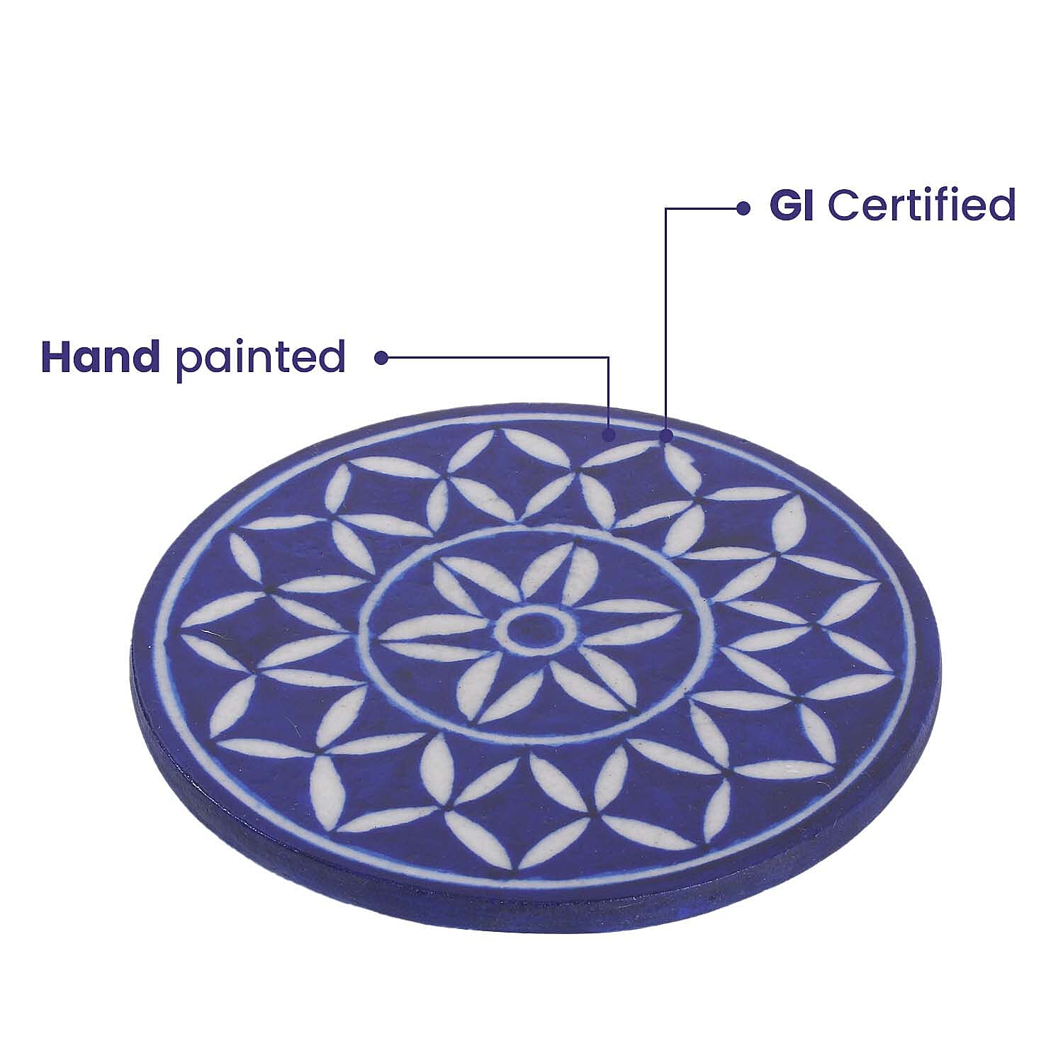 Hand Painted Ceramic Trivet - Blue