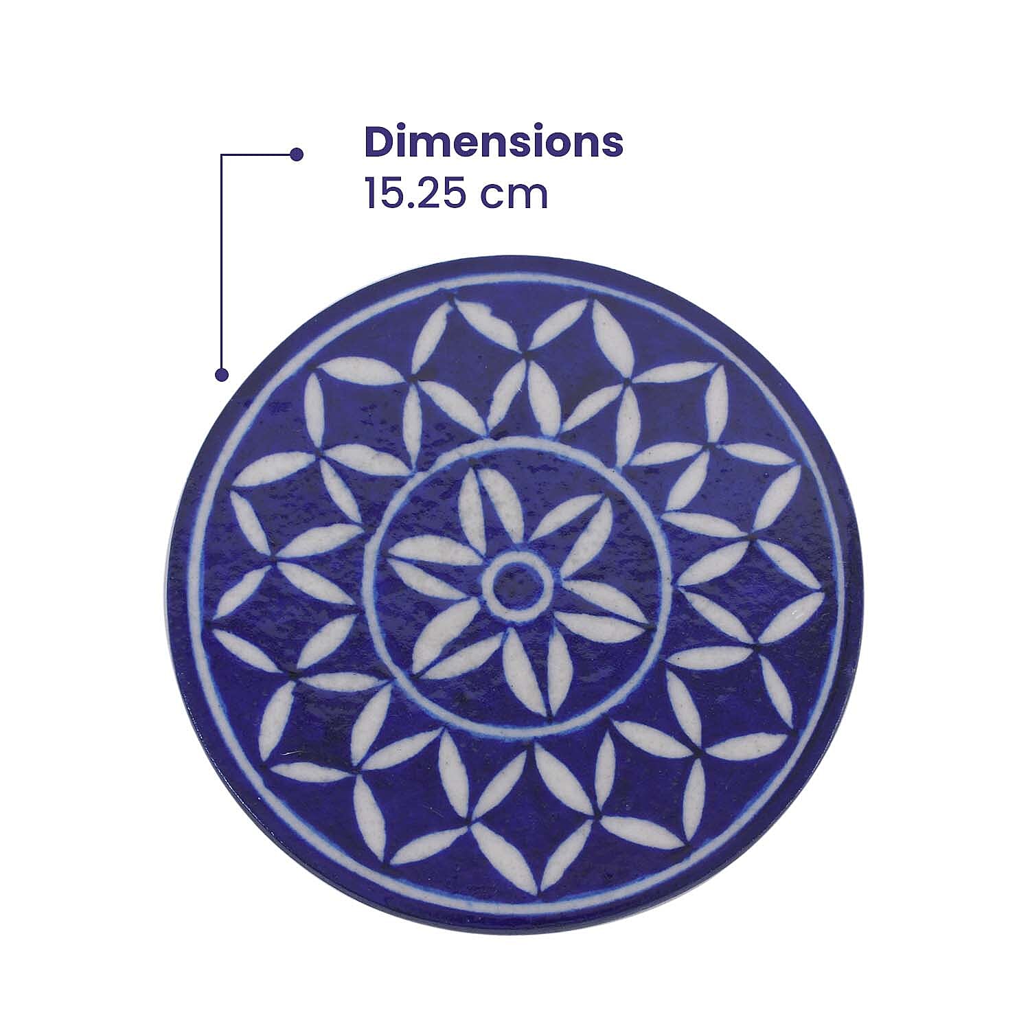 Hand Painted Ceramic Trivet - Blue