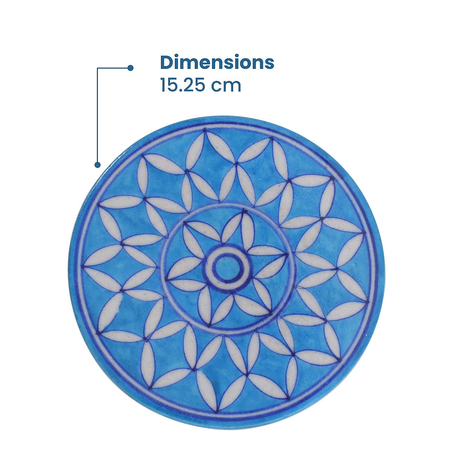 Jaipur Blue - Hand Painted Ceramic Trivet (Size 15 Cm) - Blue