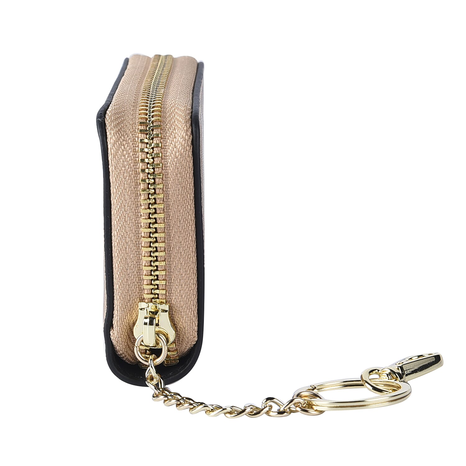 Genuine Leather Alphabet C Wallet with Engraved Message on Back Side (Size 11X7.5X2.5 Cm) - Gold