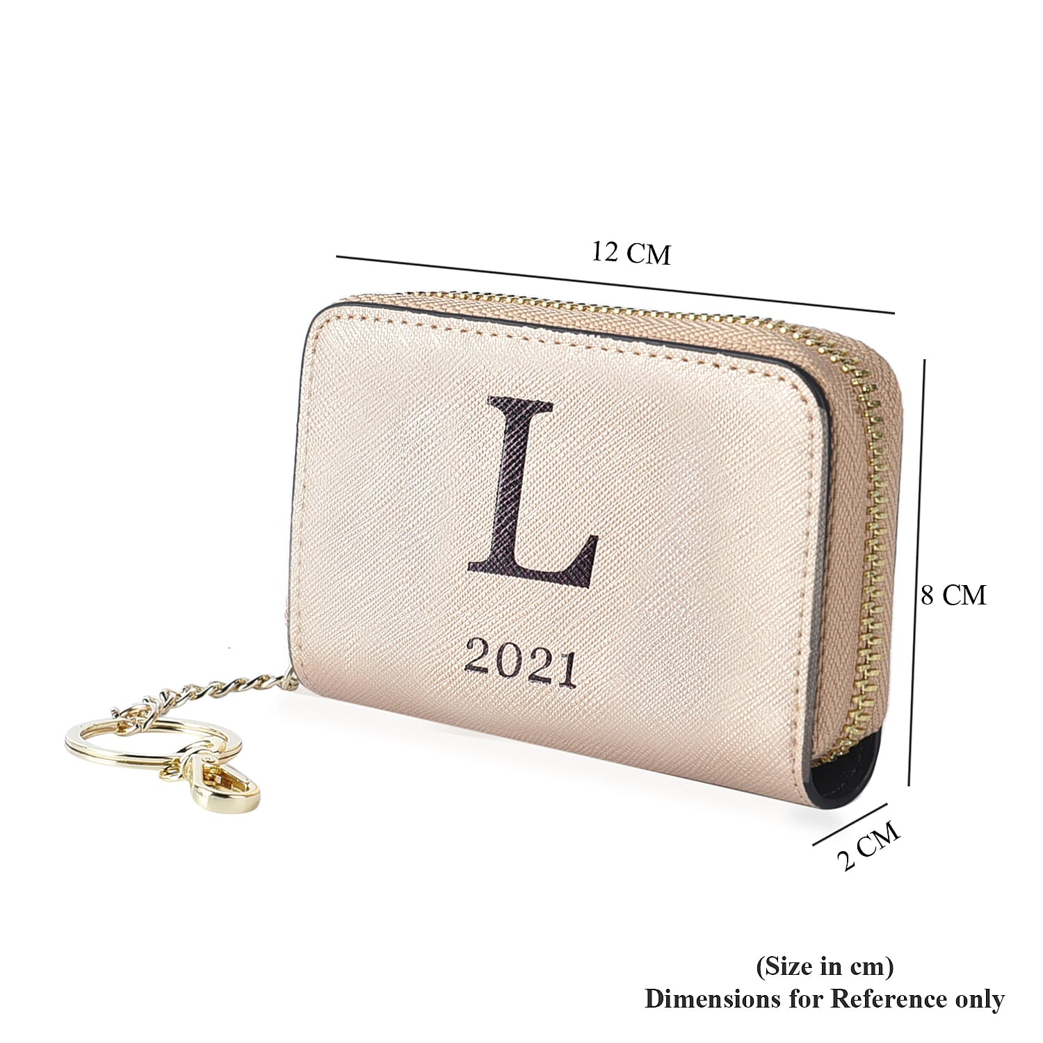 Genuine Leather Alphabet L Wallet with Engraved Message on Back Side (Size 11X7.5X2.5 Cm) - Gold