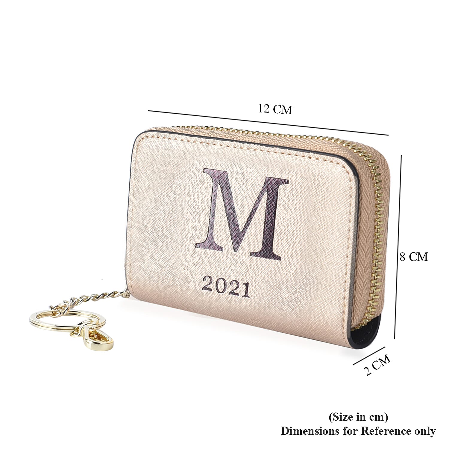 Genuine Leather Alphabet M Wallet with Engraved Message on Back Side (Size 11X7.5X2.5 Cm) - Gold