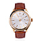 JOWISSA Tiro Swiss Mens 5 ATM Water Resistant Watch with Alligator Print Genuine Leather Strap - Gold & Brown