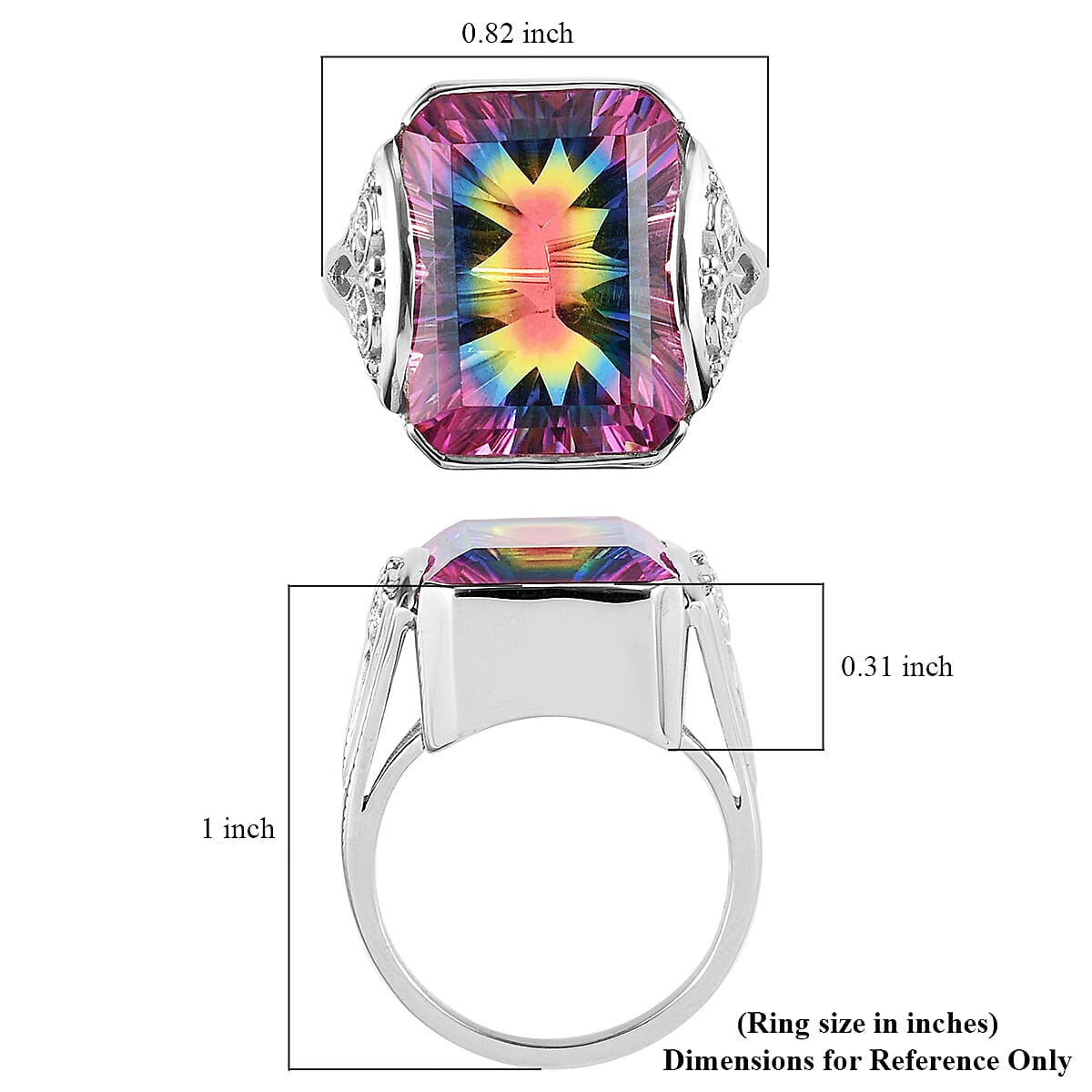 Sajen Silver Celestial Collection - Quartz Doublet Celestial Starlight Ring in Rhodium Overlay Sterling Silver 11.30 Ct