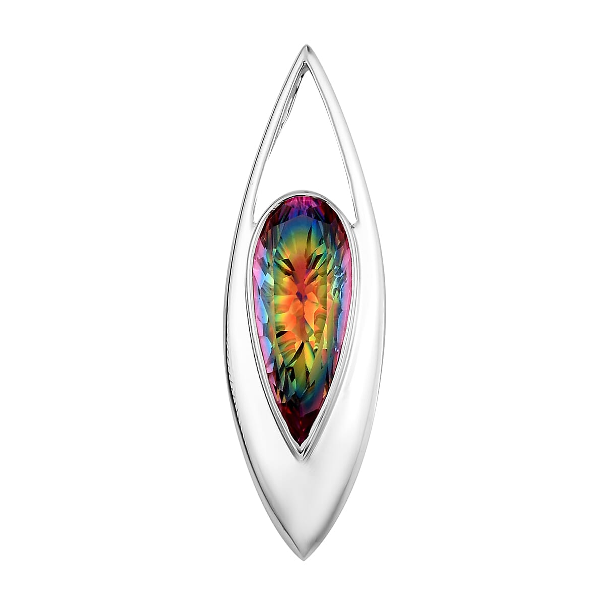 Sajen Silver Celestial Collection - Quartz Doublet Celestial Starlight  Pendant in Rhodium Overlay Sterling Silver 5.25 Ct.