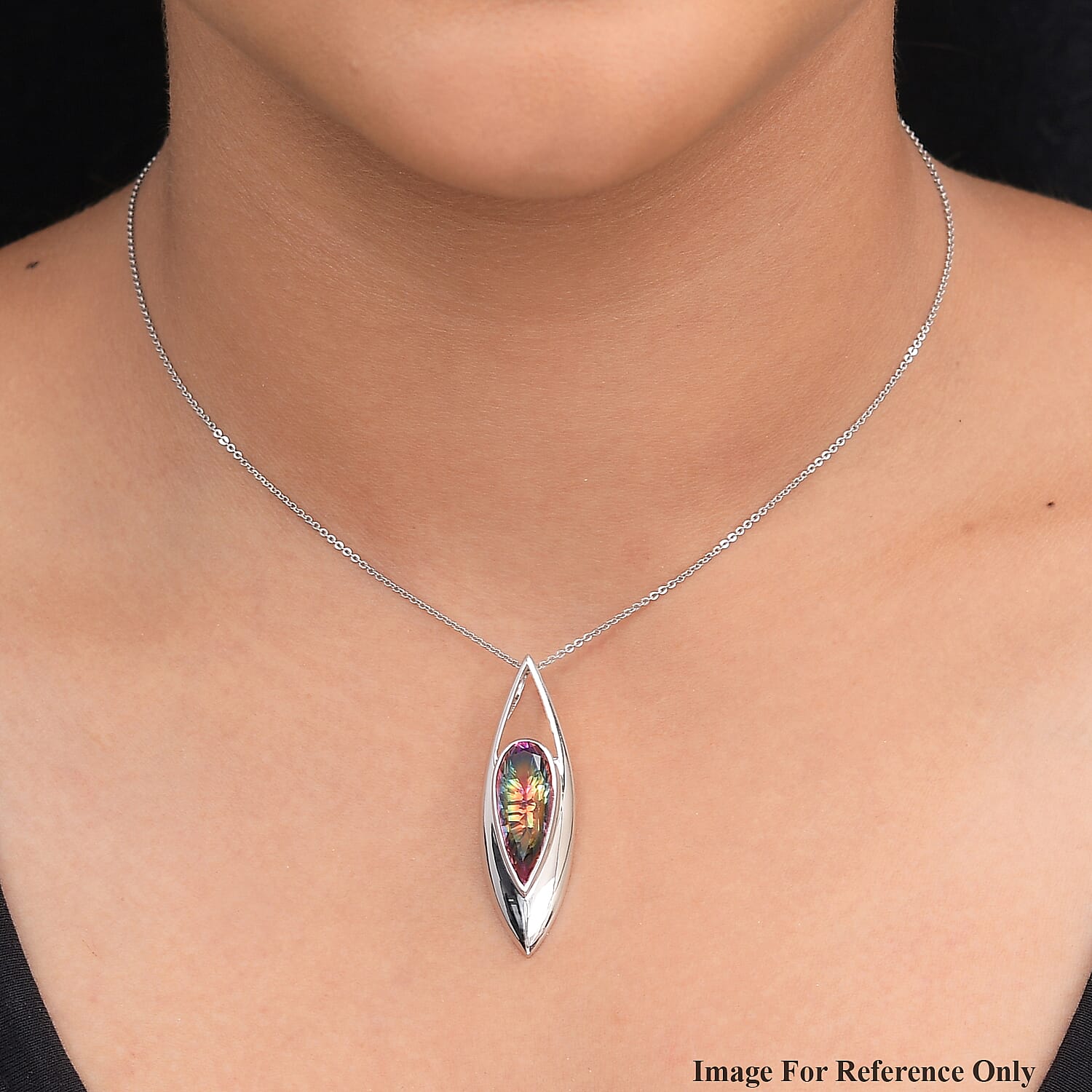 Sajen Silver Celestial Collection - Quartz Doublet Celestial Starlight  Pendant in Rhodium Overlay Sterling Silver 5.25 Ct.