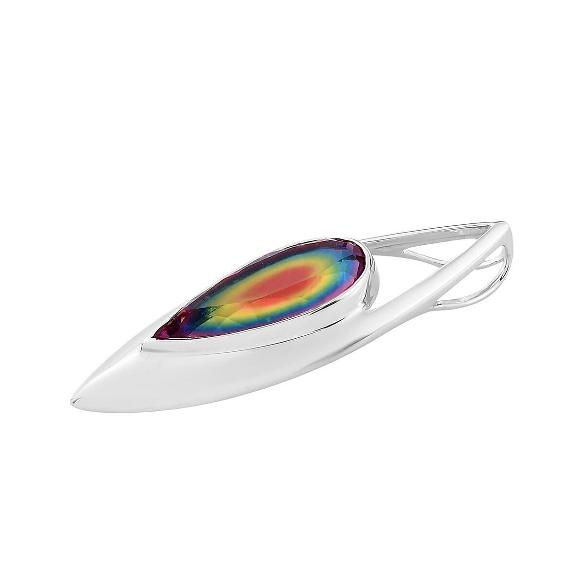 Sajen Silver Celestial Collection - Quartz Doublet Celestial Starlight  Pendant in Rhodium Overlay Sterling Silver 5.25 Ct.