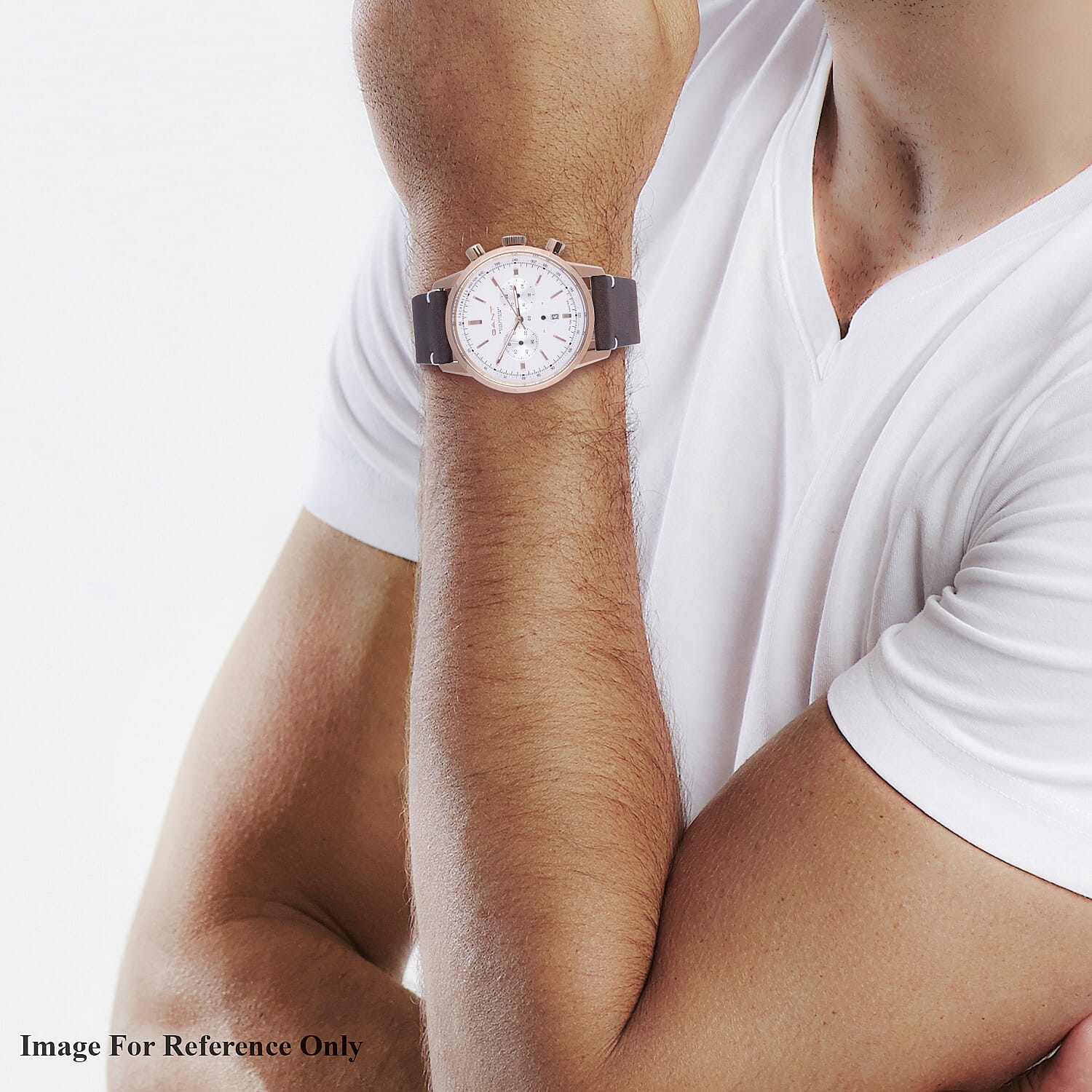 GANT Bradford Multi-function Mens White Dial Watch with Brown Leather Strap