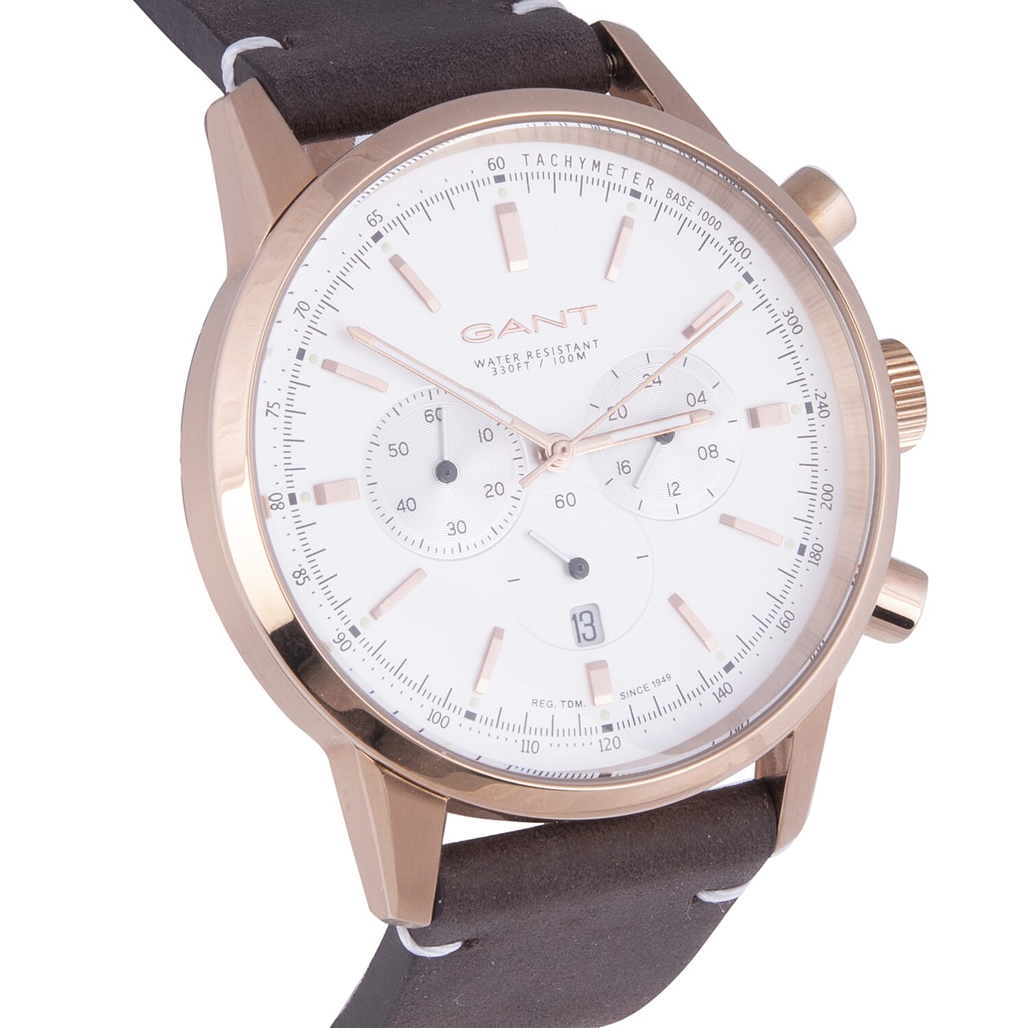 GANT Bradford Multi-function Mens White Dial Watch with Brown Leather Strap