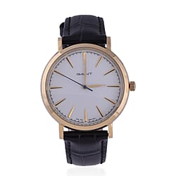 GANT White Dial Ladies Watch with Black Leather Strap