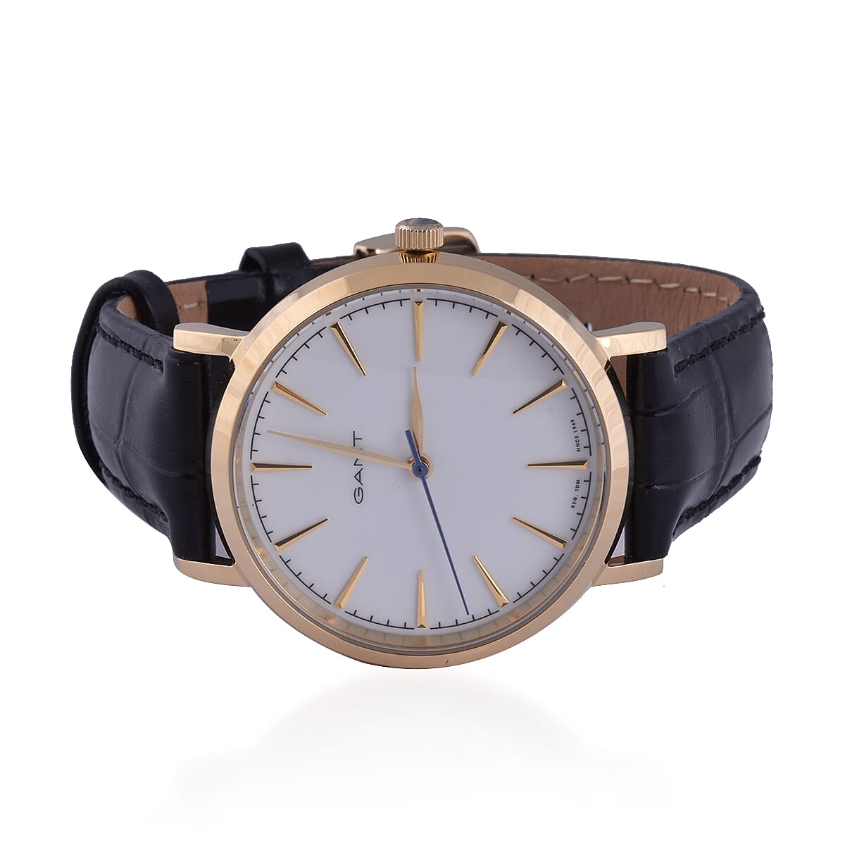 GANT White Dial Ladies Watch with Black Leather Strap