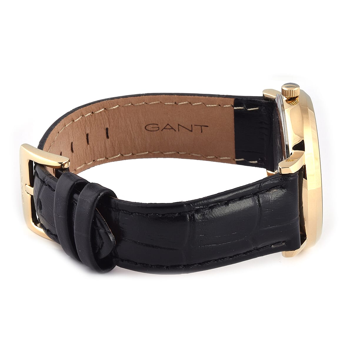 GANT White Dial Ladies Watch with Black Leather Strap