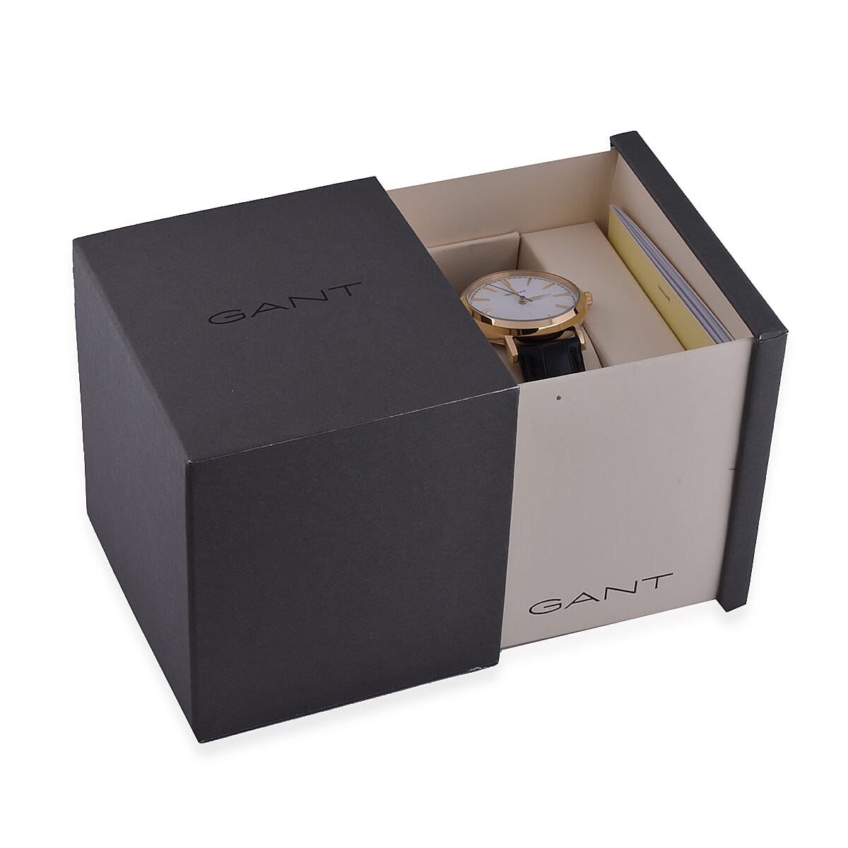 GANT White Dial Ladies Watch with Black Leather Strap