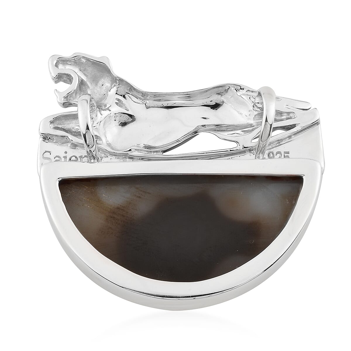 Sajen Silver Leopard Gold Druzy Collection - Window Drusy Astral Leopard Gold  Pendant in Rhodium Overlay Sterling Silver 60.40 ct,  Sliver Wt. 10 Gms