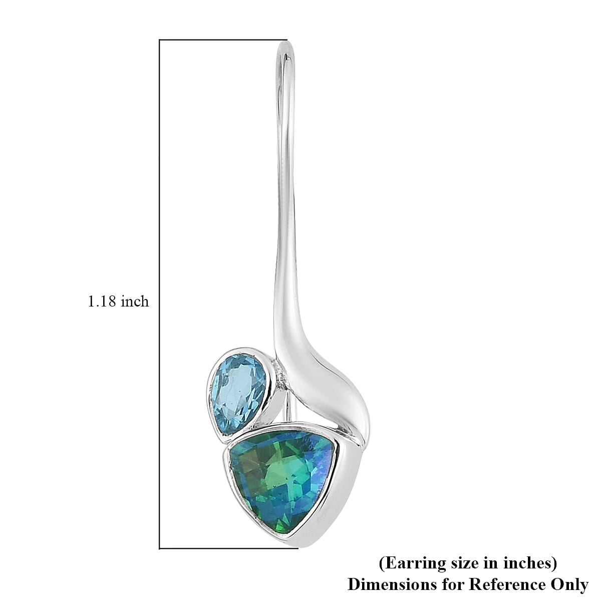 Sajen Silver CULTURAL FLAIR Collection- Quartz Doublet Rainbow Carribean, Quartz Doublet Celestial Swiss Blue Peacock Earrings in Rhodium Overlay Sterling Silver 5.95 Ct.