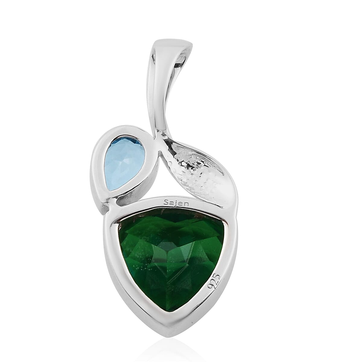 Sajen Silver CULTURAL FLAIR Collection- Celestial Swiss Blue Mystic Quartz, Peacock Triplet Quartz Pendant in Rhodium Overlay Sterling Silver 5.95 Ct.