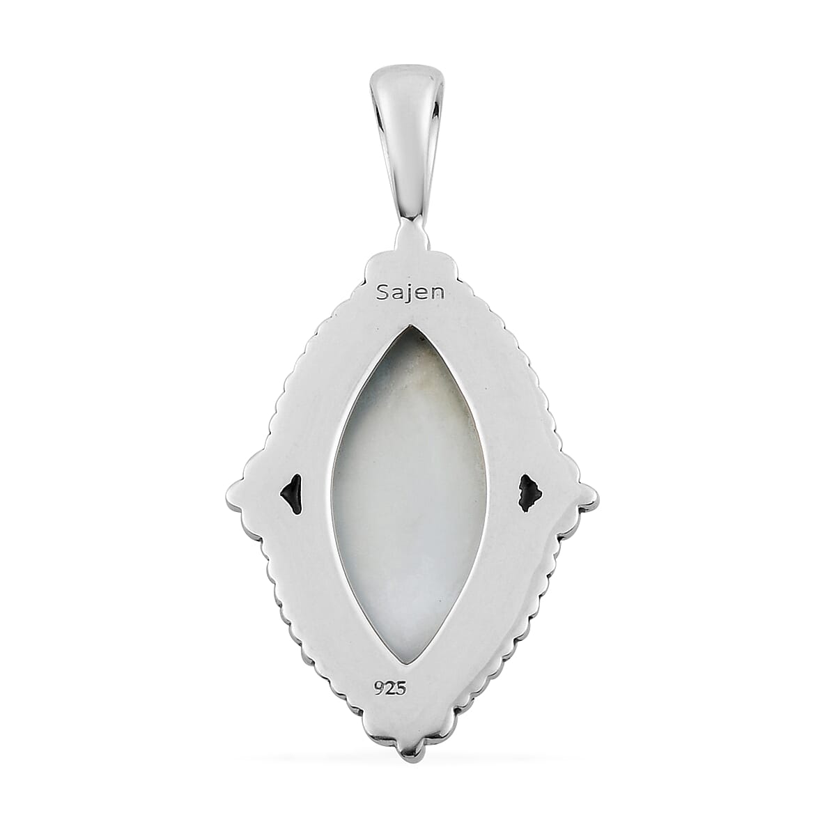 Sajen Silver ILLUMINATION COLLECTION - Quartz Doublet Celestial Mop Scuba Marquise Pendant in Rhodium Overlay Sterling Silver 6.25 Ct.
