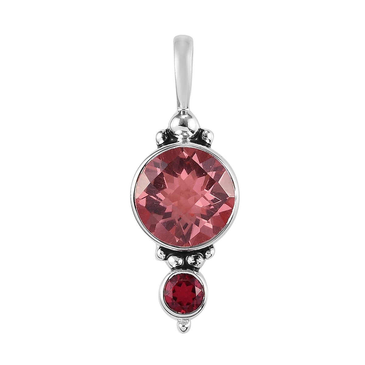 Multi Gemstones, Quartz Doublet Celestial Ruby Pendant in Rhodium Overlay Sterling Silver 4.35 Ct