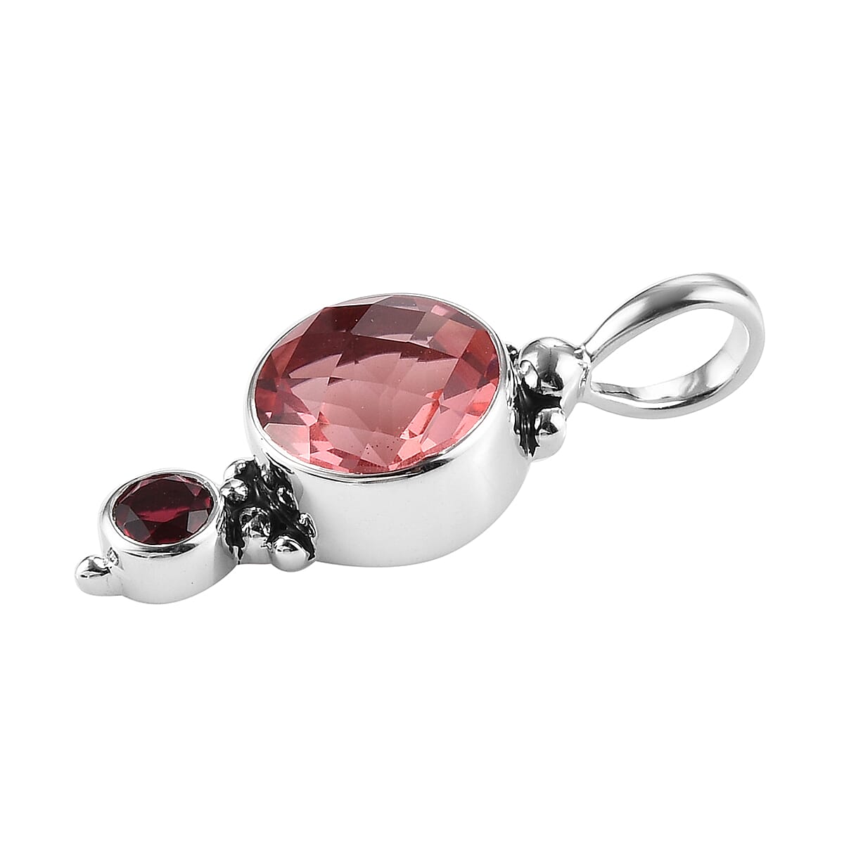 Multi Gemstones, Quartz Doublet Celestial Ruby Pendant in Rhodium Overlay Sterling Silver 4.35 Ct