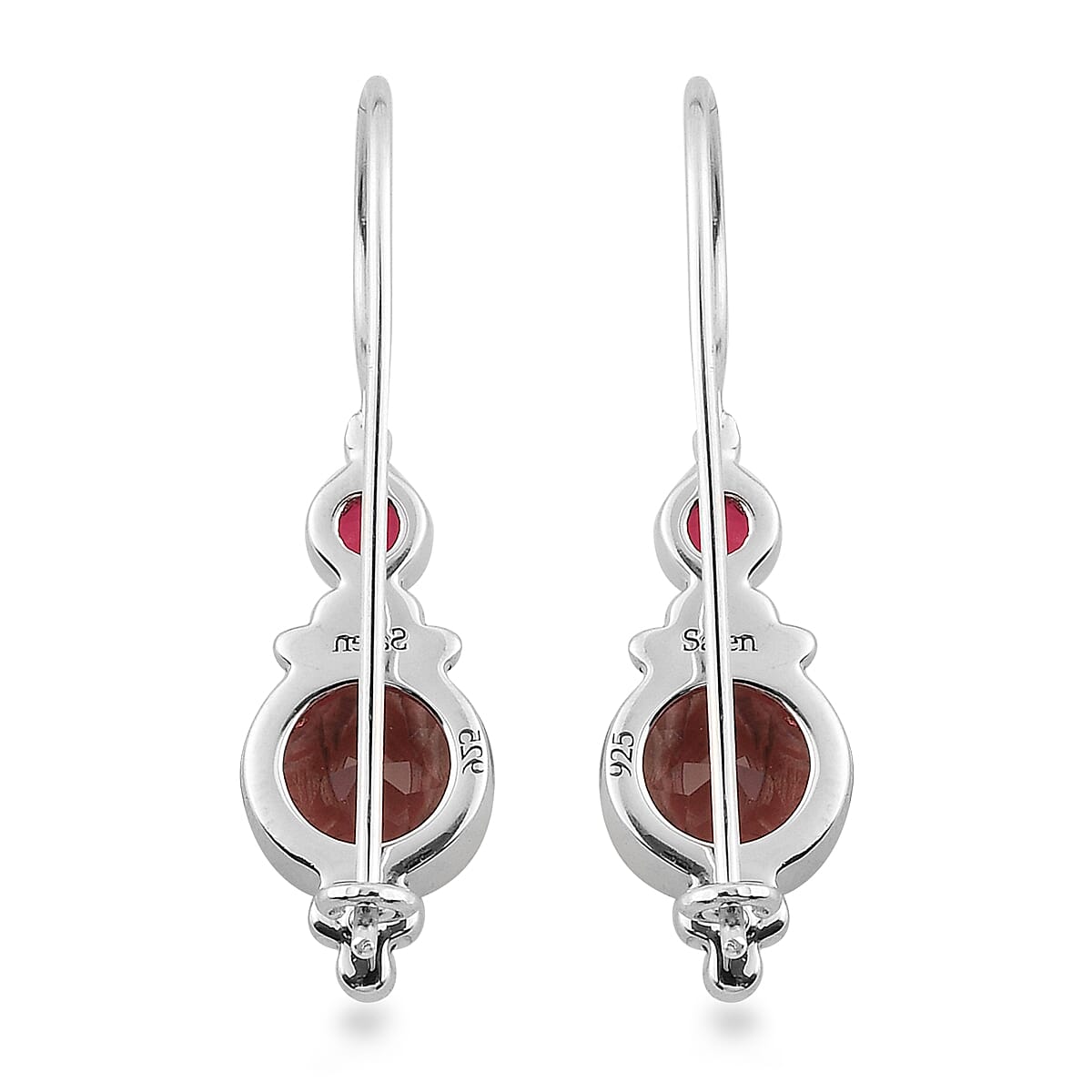 Siajen Silver- Multi Gemstones ,Quartz Doublet Celestial Ruby Earring in Rhodium Overlay Sterling Silver 3.28 Ct