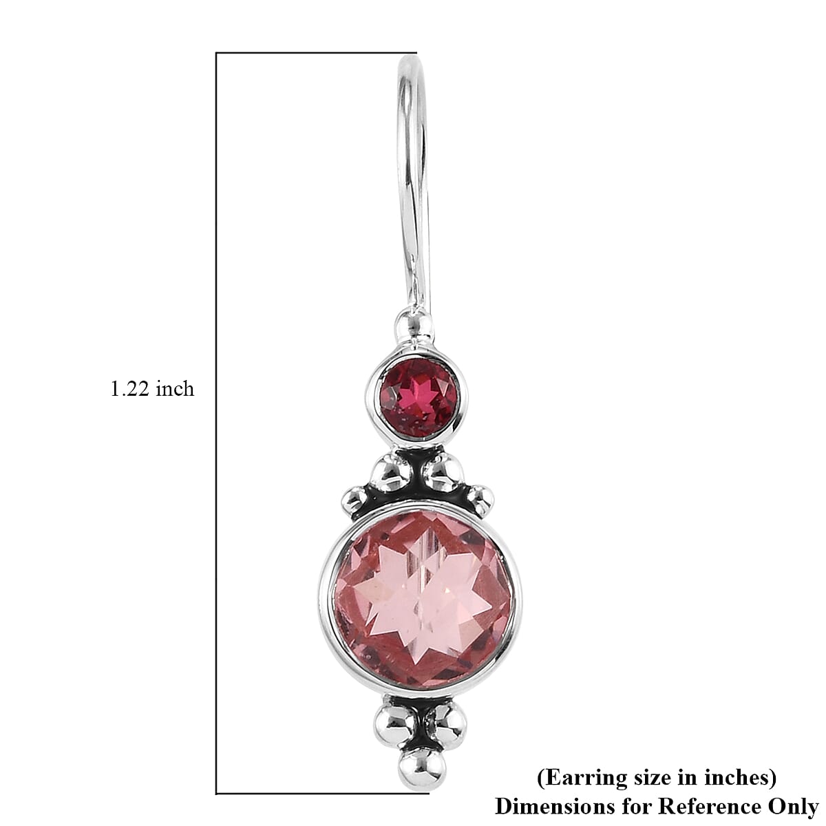 Siajen Silver- Multi Gemstones ,Quartz Doublet Celestial Ruby Earring in Rhodium Overlay Sterling Silver 3.28 Ct