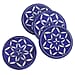 Set of 4 Handprinted Ceramic Coasters - Blue & White