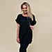 TAMSY High Low Scoop Neck Linen Top With Free Necklace, (Fits Size 8-16 ) - Black