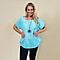 TAMSY High Low Scoop Neck Linen Top With 30 Inch Necklace (Fits Size 8-16) - Mint Blue
