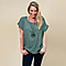 TAMSY High Low Scoop Neck Linen Top With 30 Inch Necklace (Fits Size 8-16) - Khaki