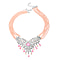 Pink Cat Eye, White Austrian Crystal, Simulated Diamond and Pink Colour Beads Necklace (Size 22) in Silver Tone