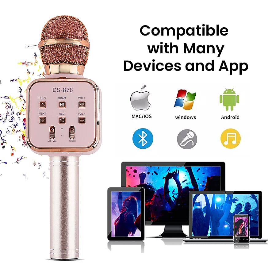 Multi Function - Rechargable Wireless Handheld Karaoke Bluetooth Microphone - Pink