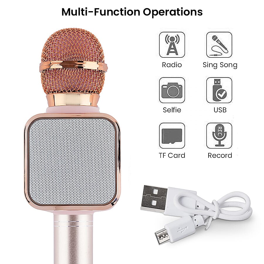 Multi Function - Rechargable Wireless Handheld Karaoke Bluetooth Microphone - Pink