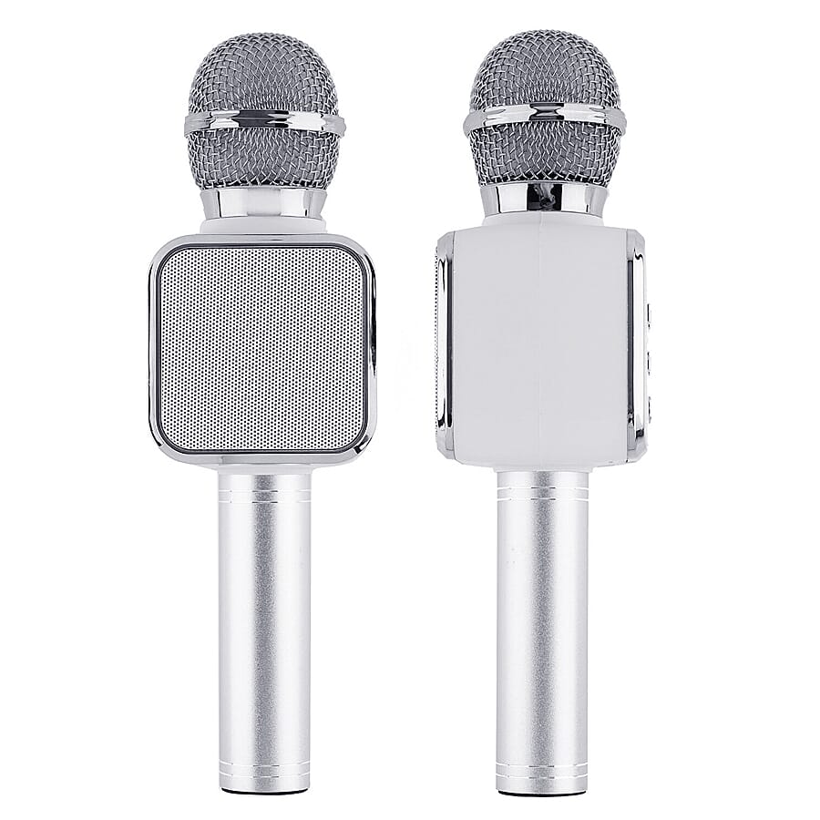 Multi Function - Rechargable Wireless Handheld Karaoke Bluetooth Microphone - Silver