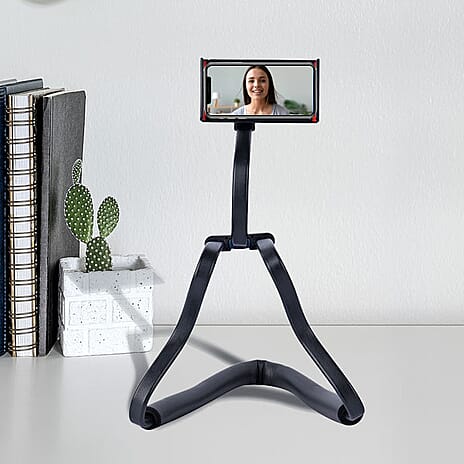 BENDABLE Phone Holder with 360 Rotation Clip on Holder (Size 55x10Cm) - Black