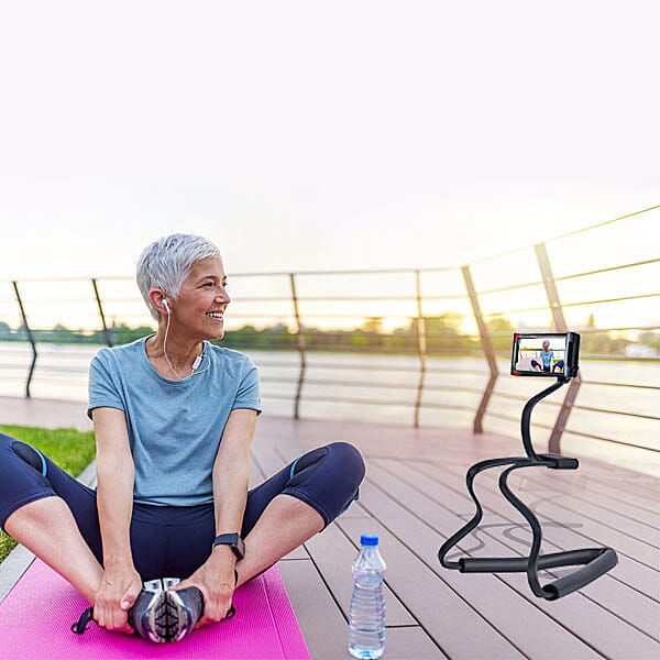 BENDABLE Phone Holder with 360 Rotation Clip on Holder (Size 55x10Cm) - Black