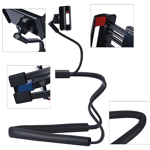 BENDABLE Phone Holder with 360 Rotation Clip on Holder (Size 55x10Cm) - Black