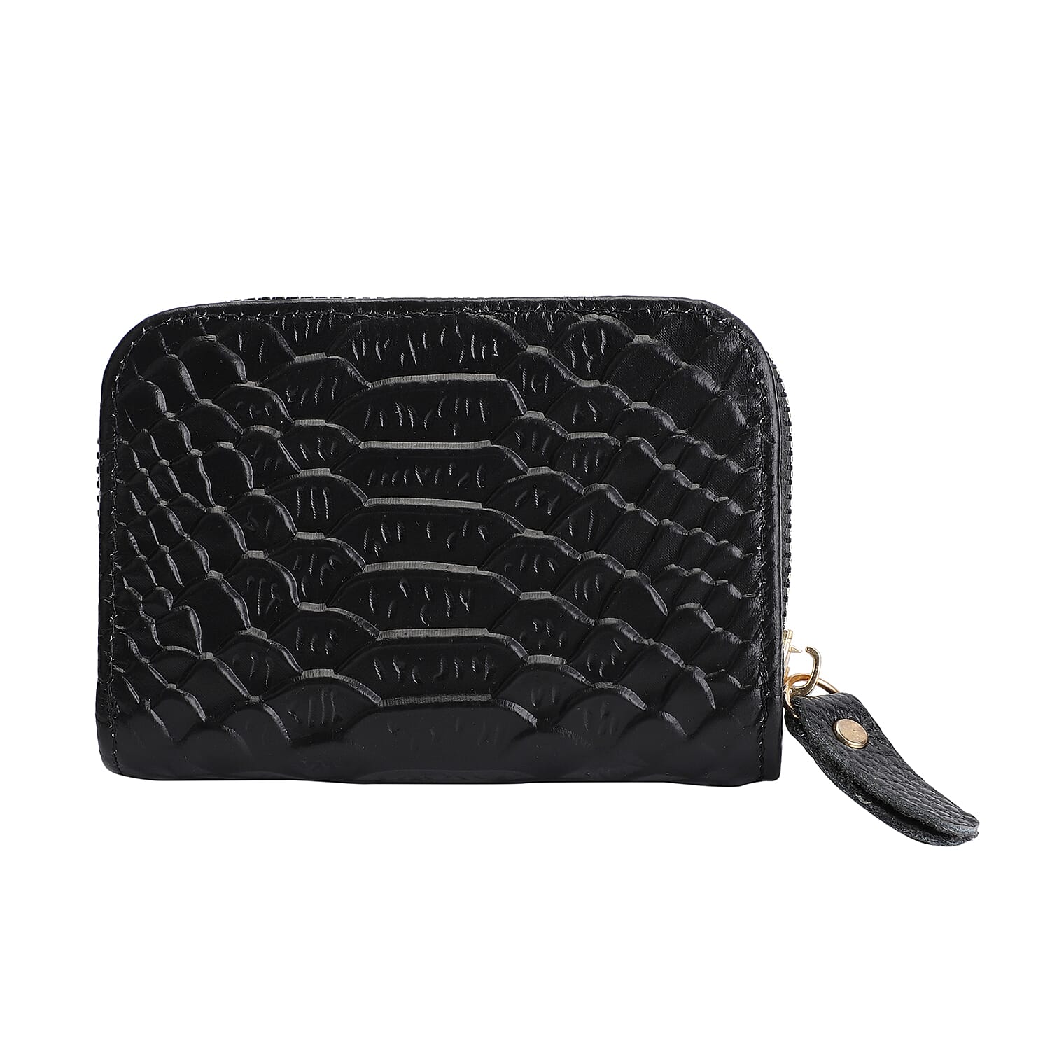 Closeout Deal Genuine Leather Snake Skin Pattern Wallet - Black