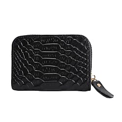 Closeout Deal Genuine Leather Snake Skin Pattern Wallet - Black