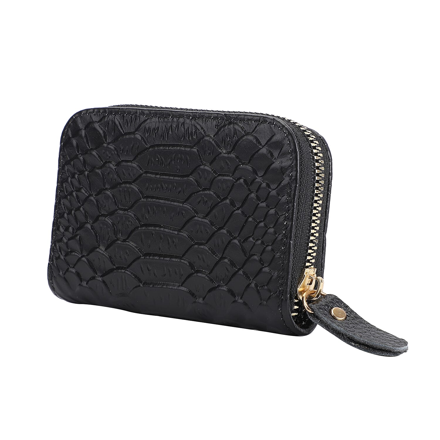 Closeout Deal Genuine Leather Snake Skin Pattern Wallet - Black