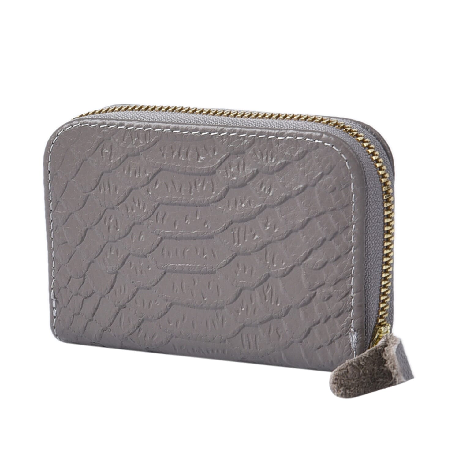 Closeout Deal Genuine Leather Snake Skin Embossed Wallet (Size 11x7 cm) - Grey