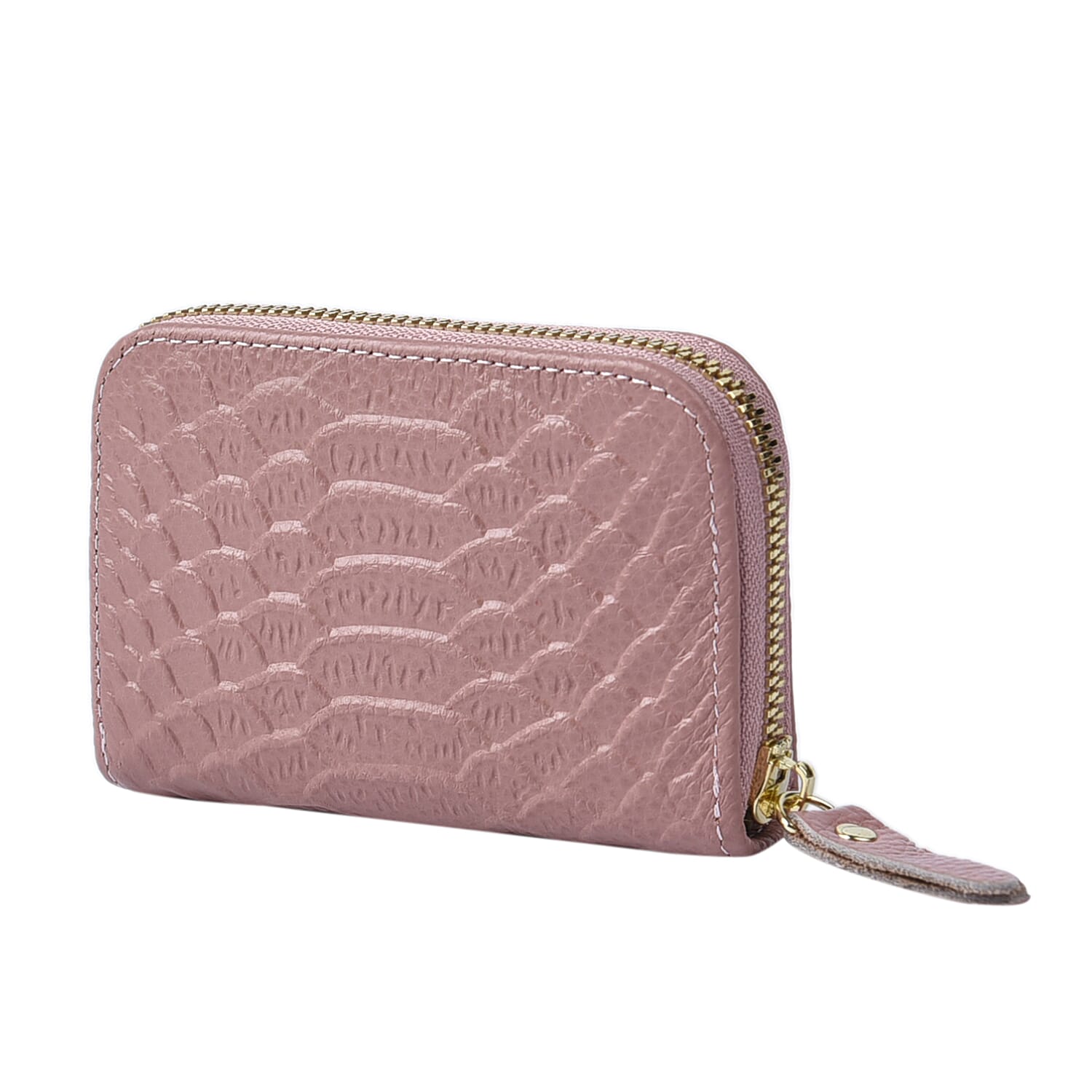 Closeout Deal Genuine Leather Snake Skin Embossed Wallet (Size 11x7 cm) - Pink