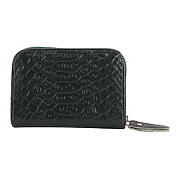 Closeout Deal Genuine Leather Snake Skin Pattern Wallet - Black